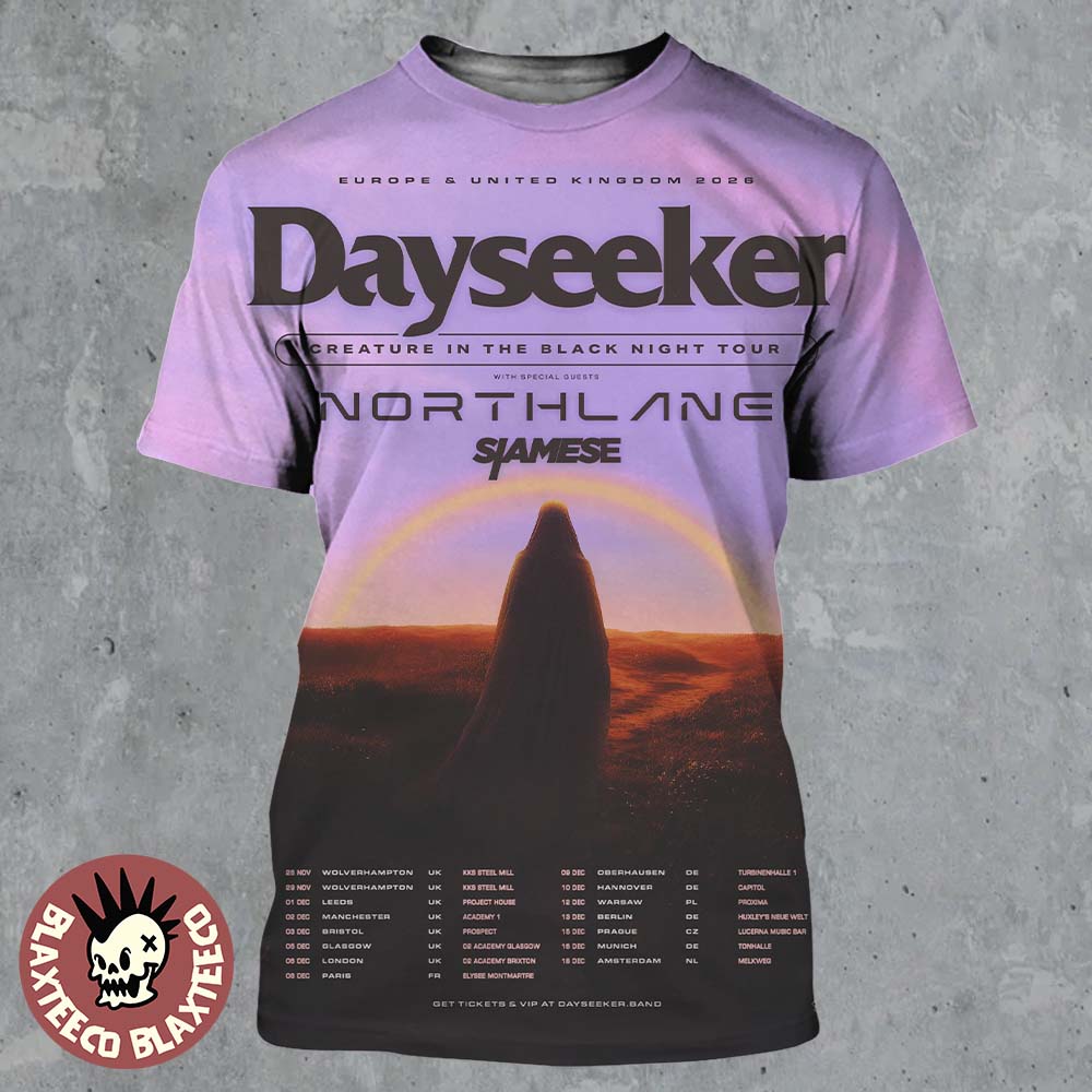 Dayseeker Creature In The Black Night Tour 2026 Europe And UK Schedule Dates All Over Print Shirt
