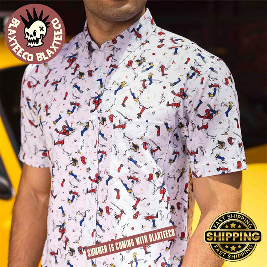 Deadpool And Wolverine RSVLTS This Is So Us Button Short Sleeve Hawaiian Shirt