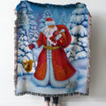 Ded Moroz Woven Tapestry Throw Blanket with Fringe