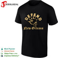 Defend New Orleans fleur-de-lis skull mohawk gothic bold art shirt