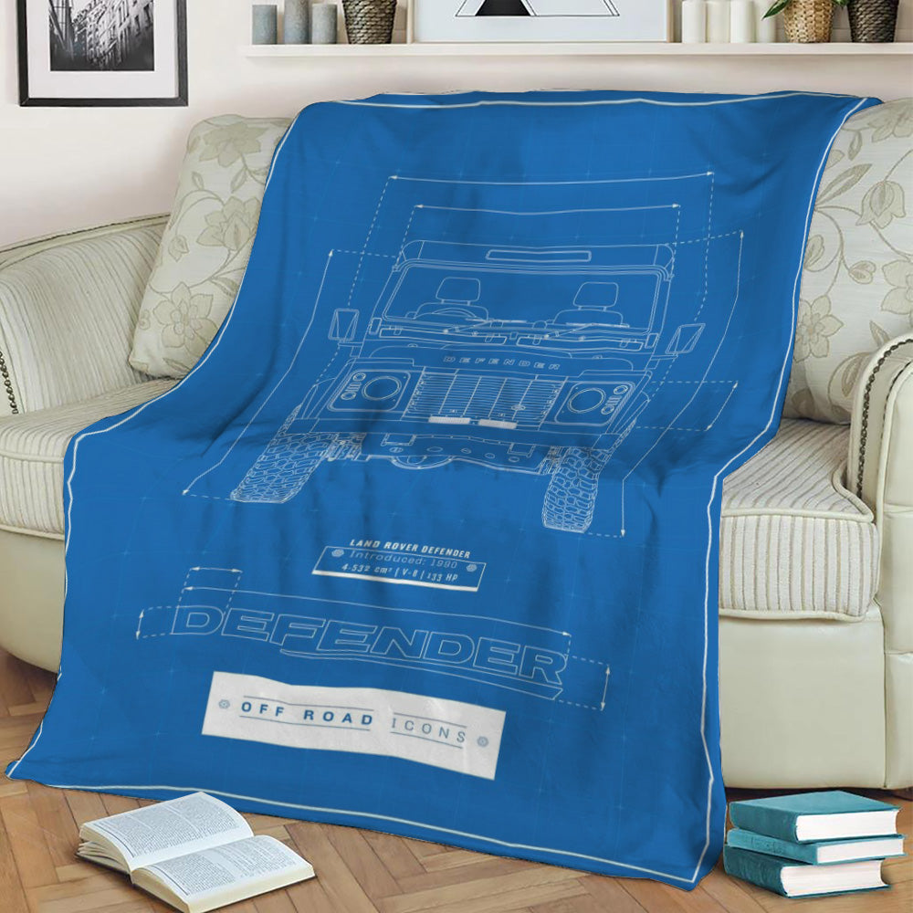 Defender Blueprint Fleece Throw Blanket