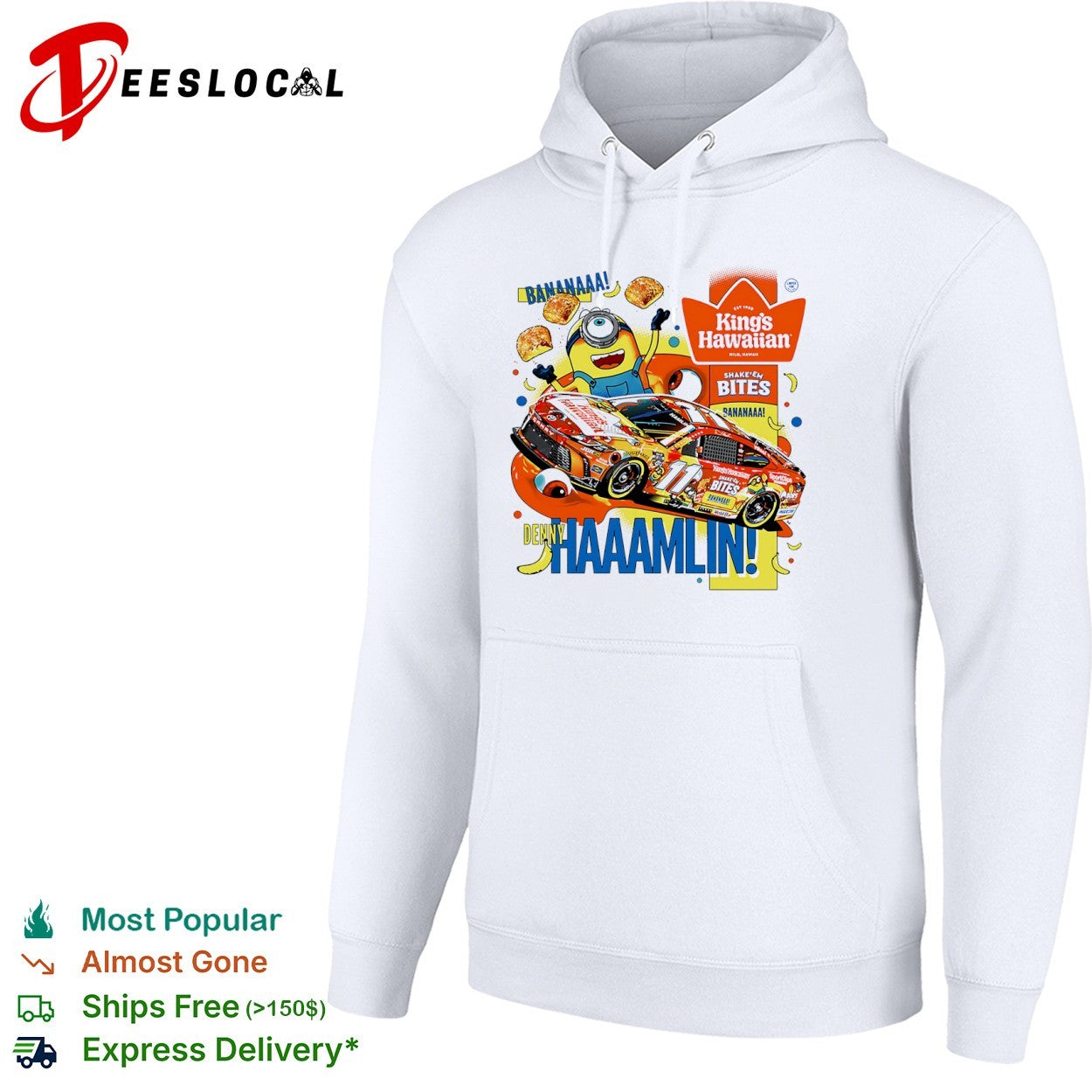 Denny Hamlin Joe Gibbs Racing NASCAR Minions King’s Hawaiian Shake’em Bites shirt