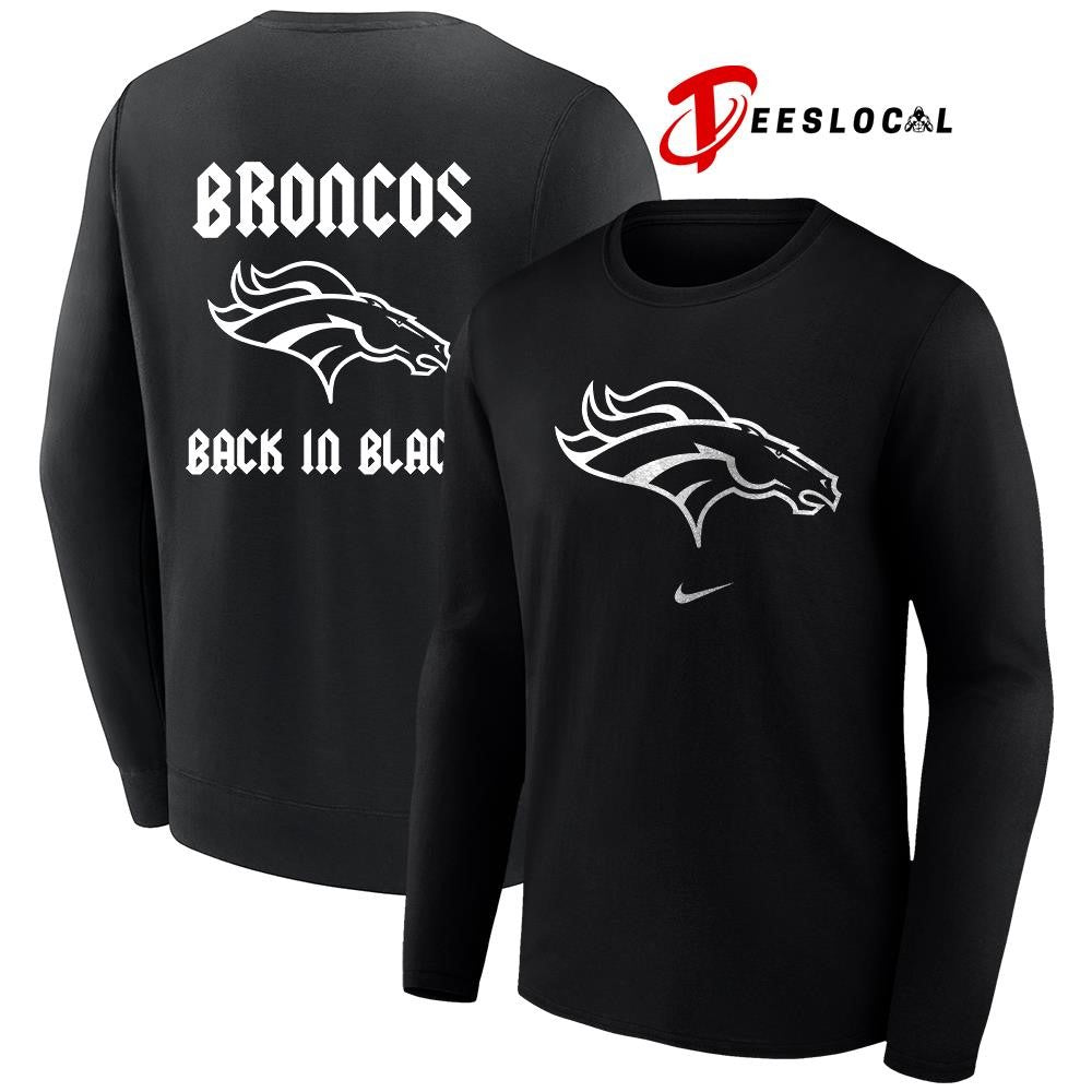 Denver Broncos back in black logo shirt