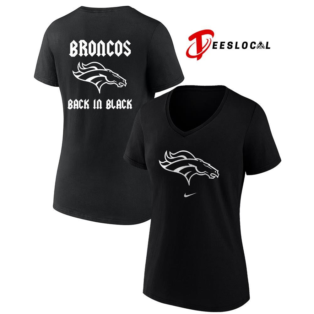Denver Broncos back in black logo shirt