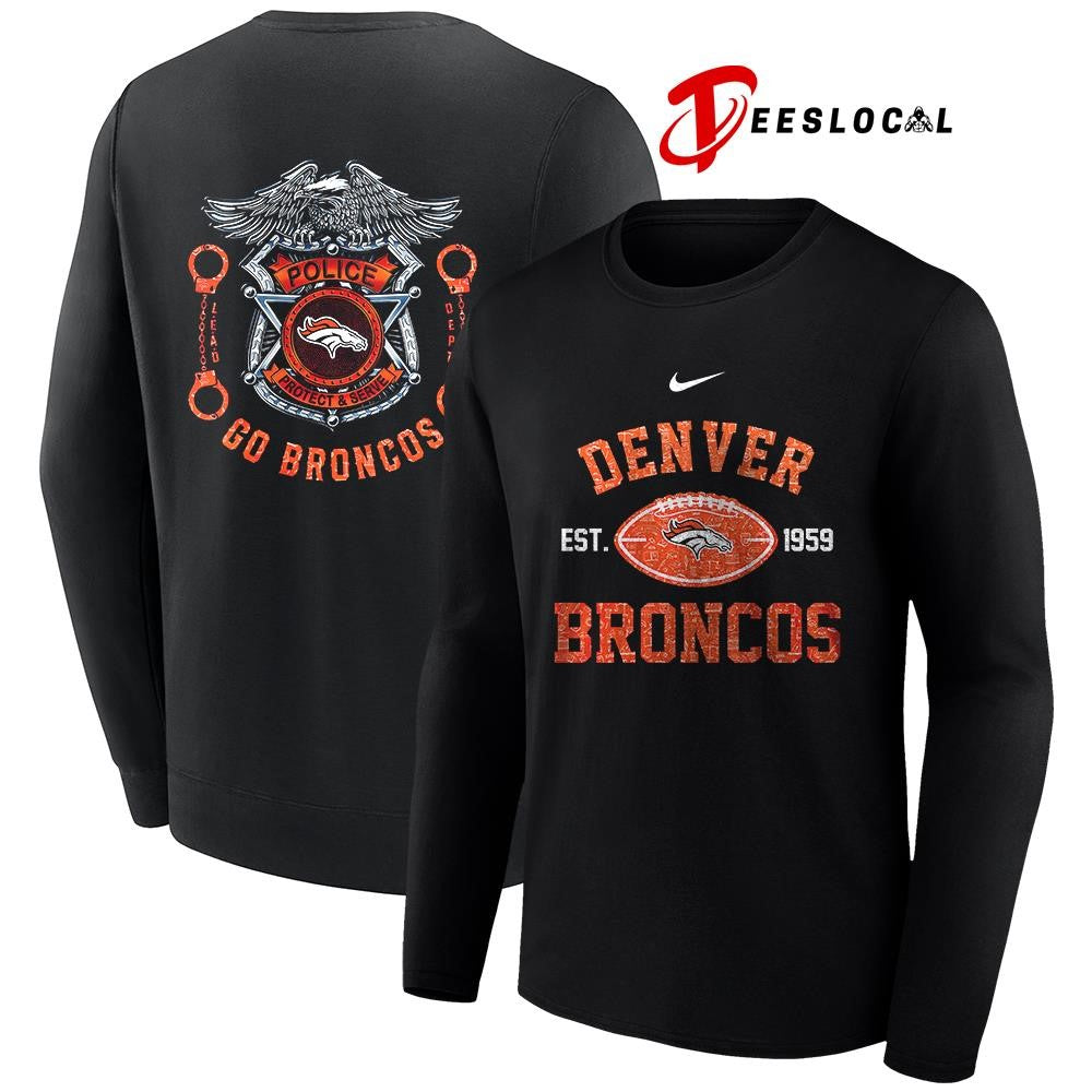 Denver Broncos law enforcement tribute protect and serve logo shirt