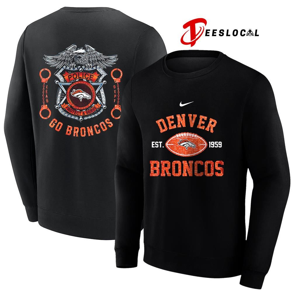 Denver Broncos law enforcement tribute protect and serve logo shirt