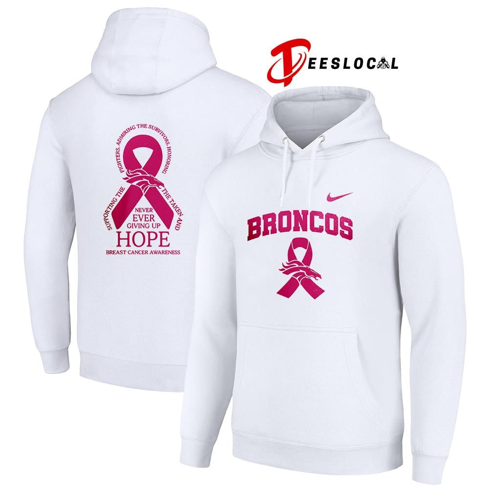 Denver Broncos never ever giving up hope breast cancer awareness shirt