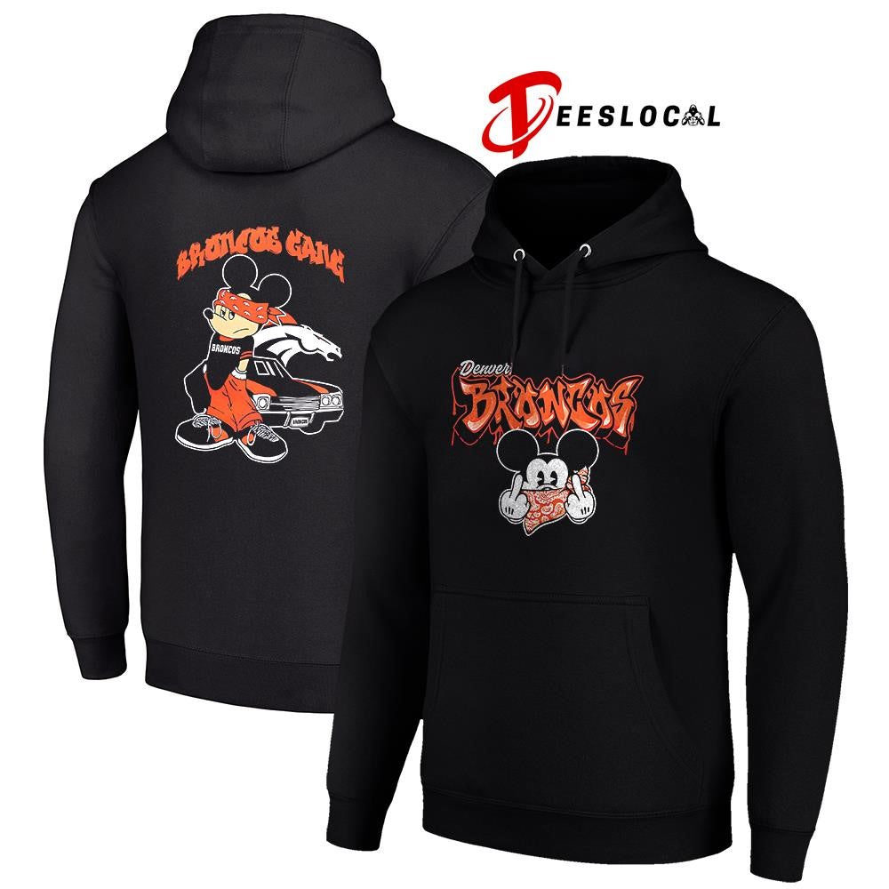 Denver Broncos x Gangsta Mickey Mouse middle finger shirt