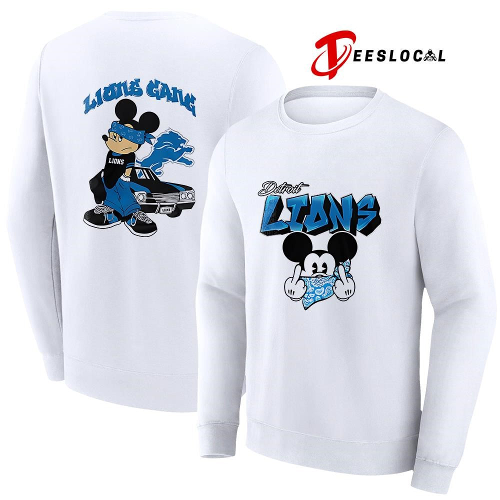 Detroit Lions x Gangsta Mickey Mouse middle finger shirt