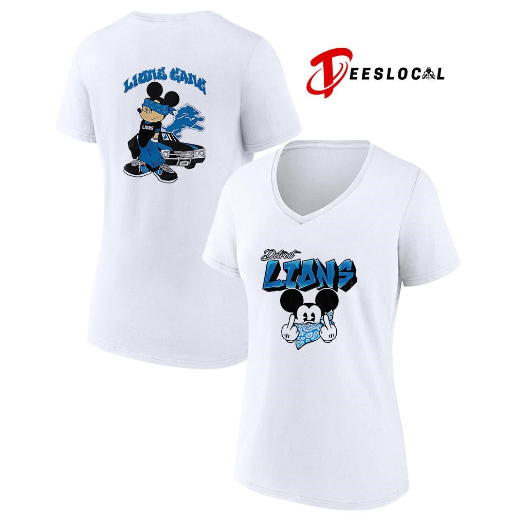 Detroit Lions x Gangsta Mickey Mouse middle finger shirt