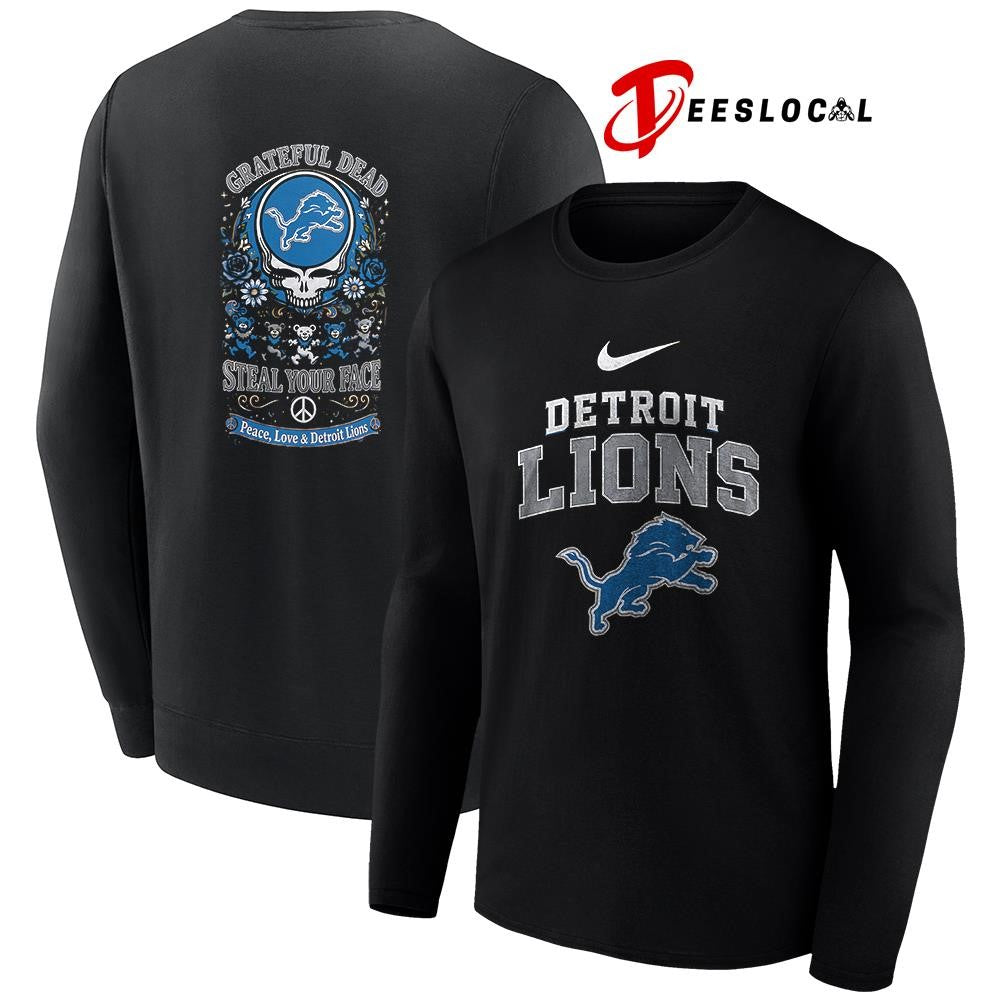 Detroit Lions x Grateful Dead steal your face peace love logo shirt
