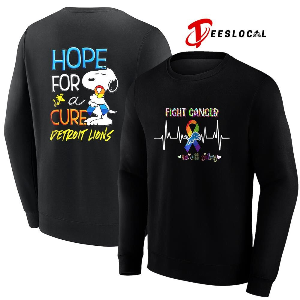 Detroit Lions x Peanuts Snoopy fight cancer in all colors hope for a cure shirt