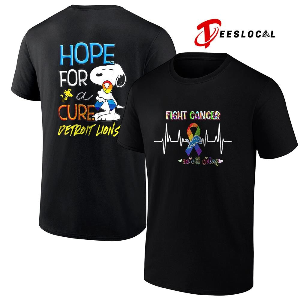 Detroit Lions x Peanuts Snoopy fight cancer in all colors hope for a cure shirt