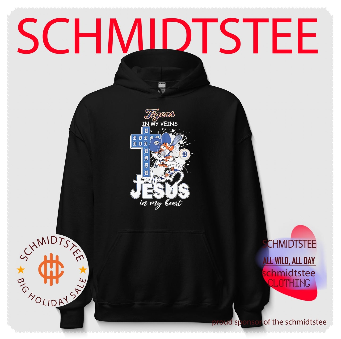 Detroit Tiger in my veins Jesus in my heart shirt