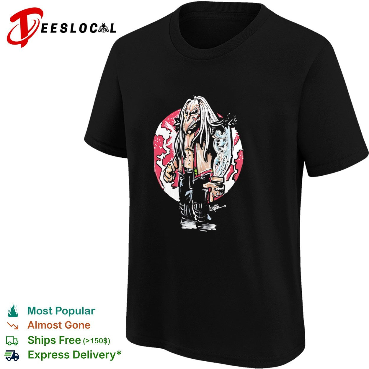 Dexter Lumis WWE wrestling mask and tattoo shirt