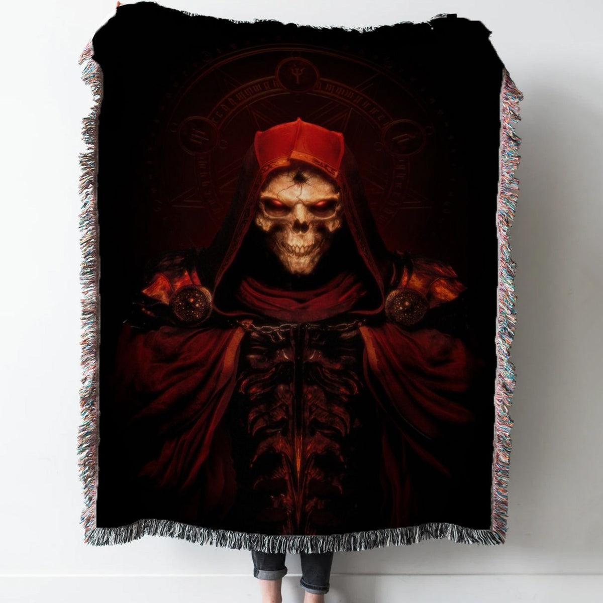 Diablo II Key Art Woven Tapestry Throw Blanket with Fringe