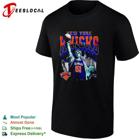 Diawara 51 New York Knicks Statue of Liberty skyline basketball shirt