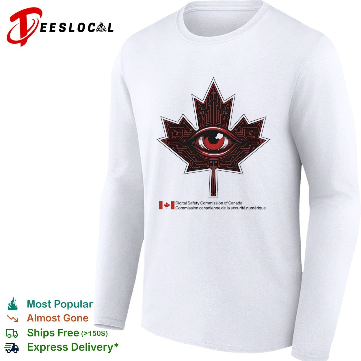 Digital Safety Commission of Canada Maple Leaf Eye Circuitry Surveillance shirt