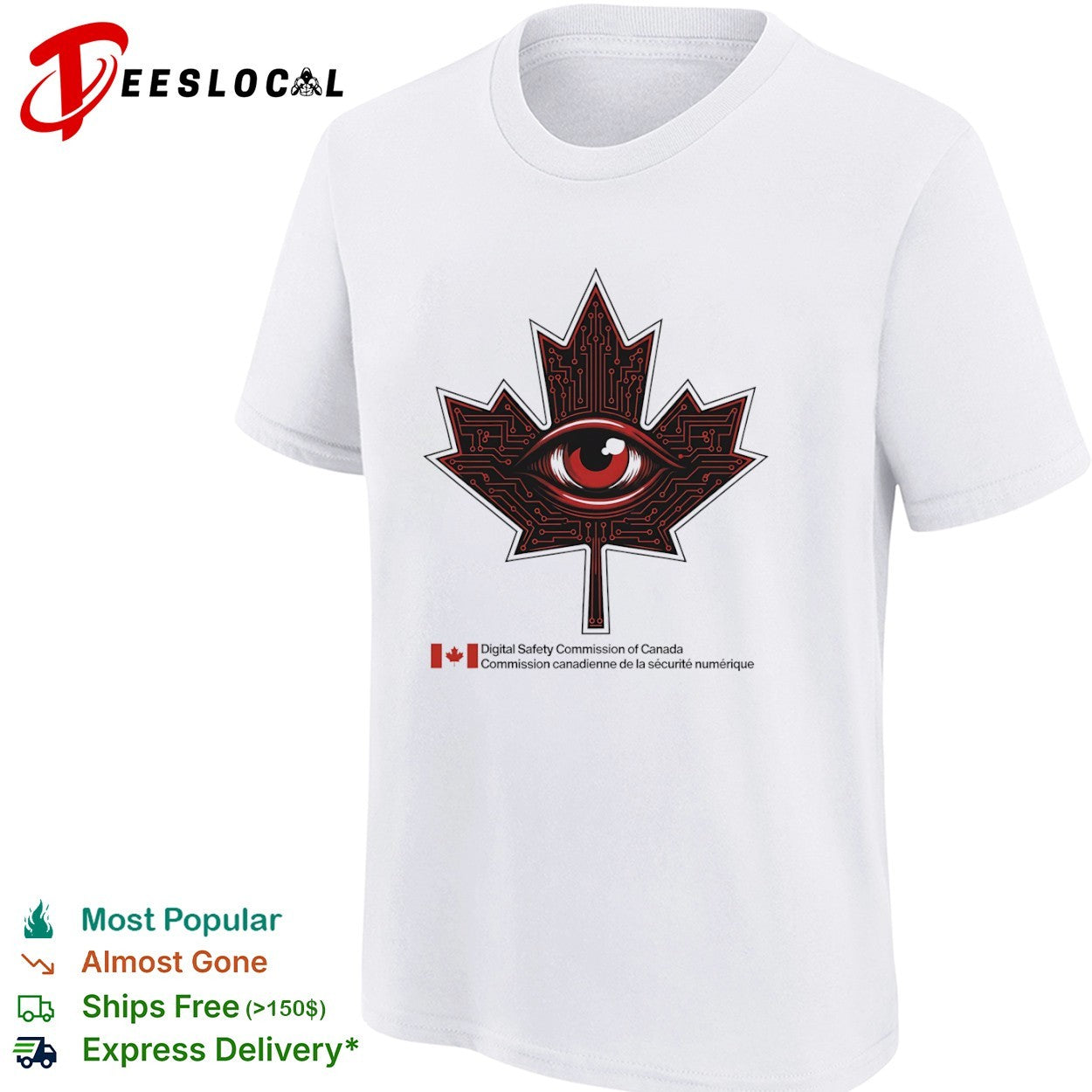 Digital Safety Commission of Canada Maple Leaf Eye Circuitry Surveillance shirt