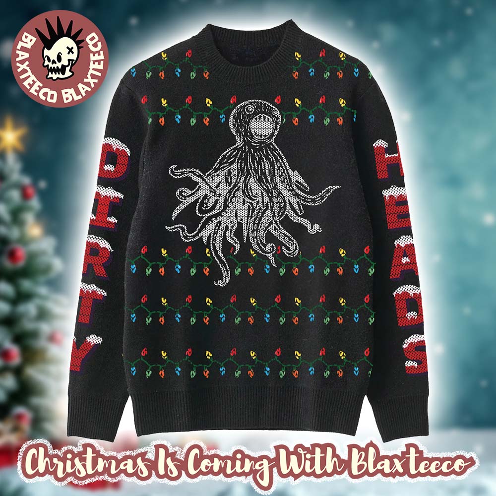 Dirty Heads Holiday Merchandise Octopus With Christmas Lights Black Ugly Christmas Sweater