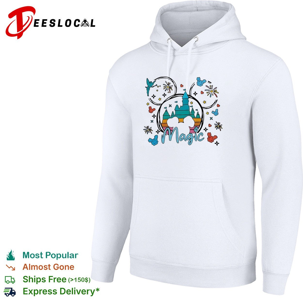 Disney Magic castle Mickey Mouse silhouette fireworks illustration graphic shirt