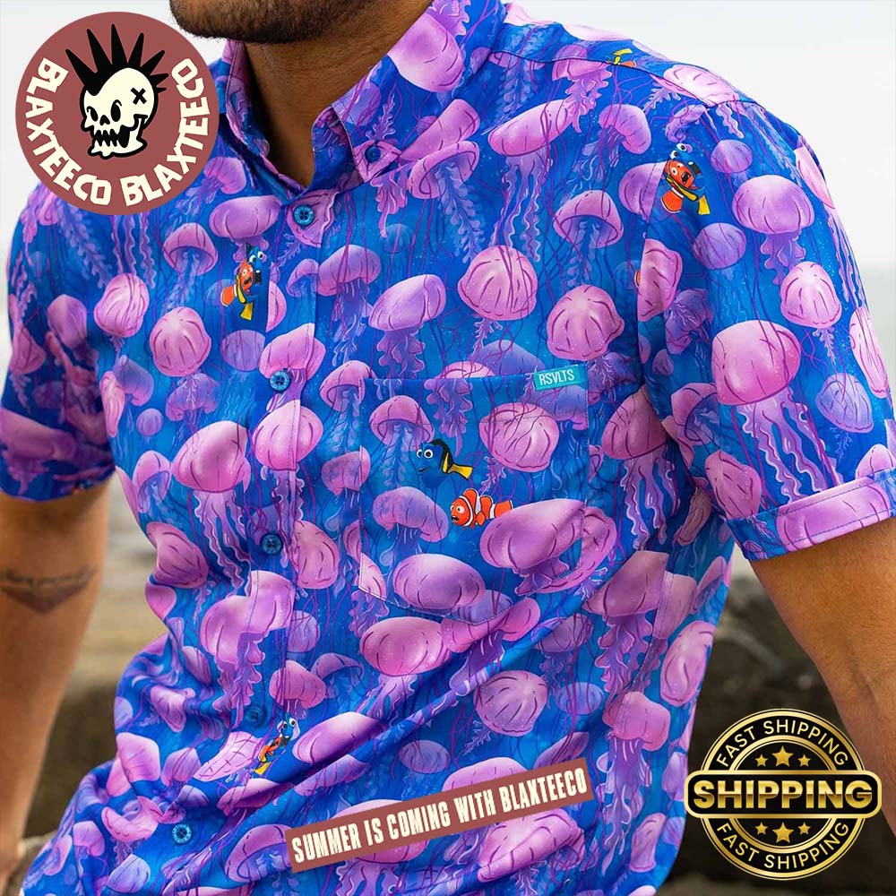 Disney RSVLTS Finding Nemo Jellyfish Button Short Sleeve Hawaiian Shirt