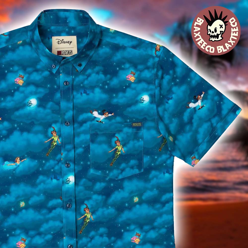 Disney’s Peter Pan RSVLTS You Can Fly Button Short Sleeve Hawaiian Shirt