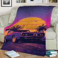 Dodge Car Synthwave Fleece Throw Blanket