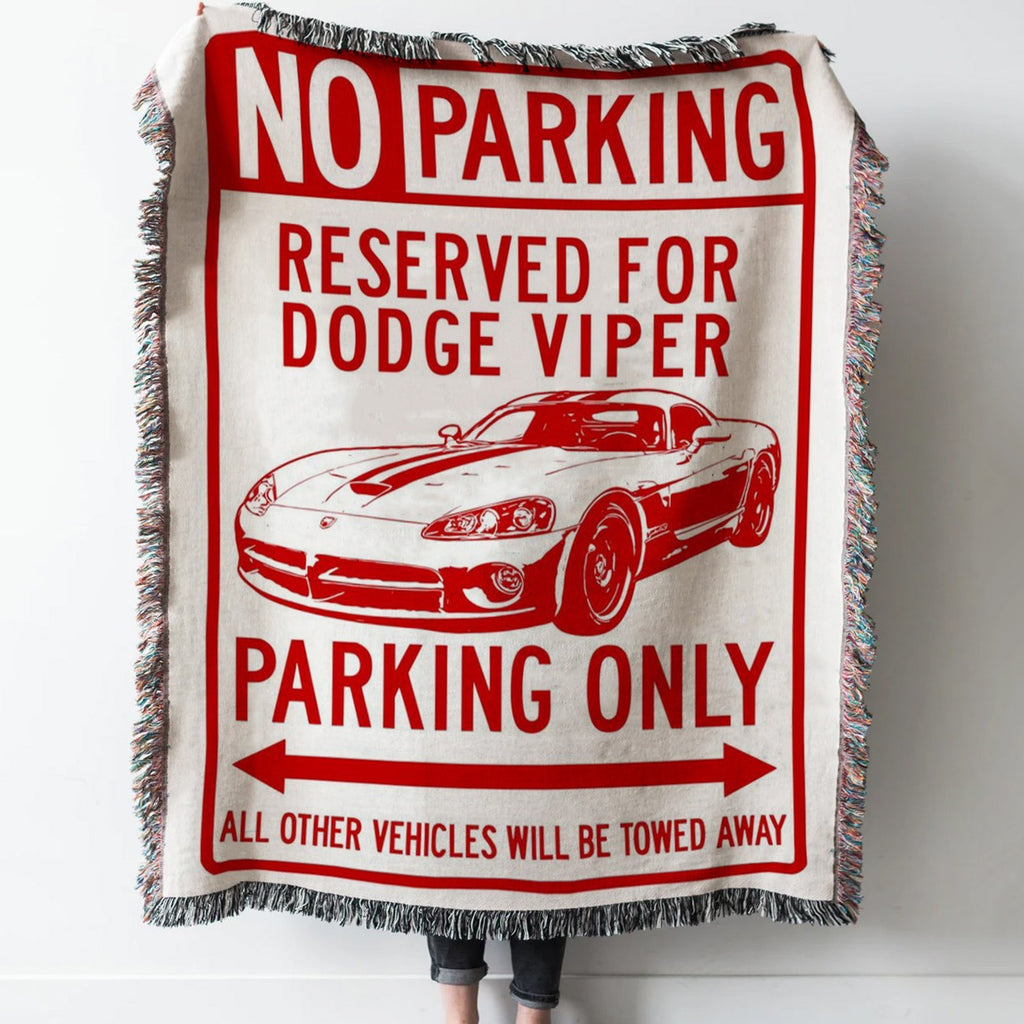 Dodge Viper Parking Woven Tapestry Throw Blanket with Fringe