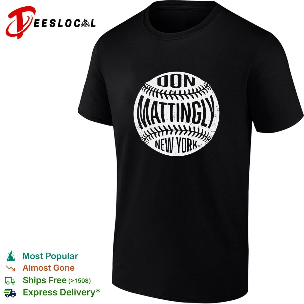 Don Mattingly New York Yankees baseball vintage arch logo shirt