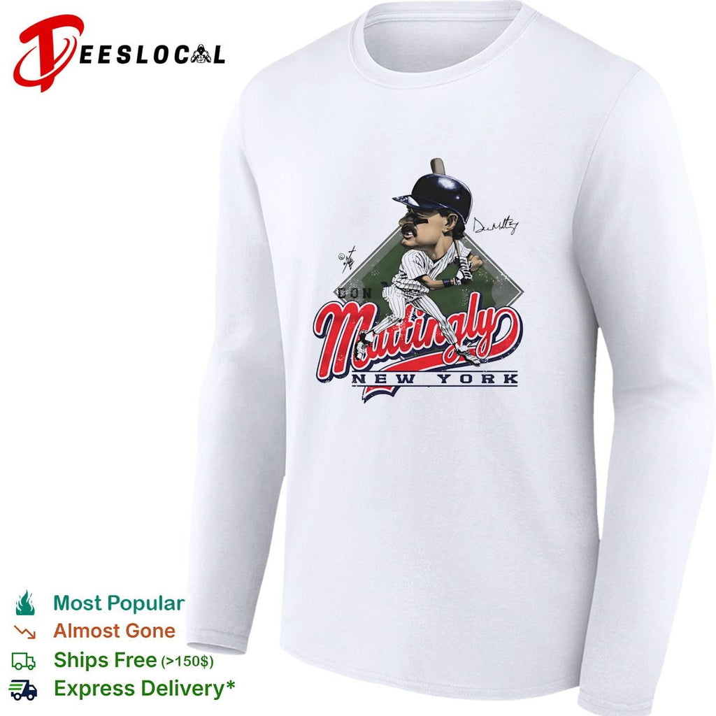 Don Mattingly New York Yankees script caricature vintage shirt