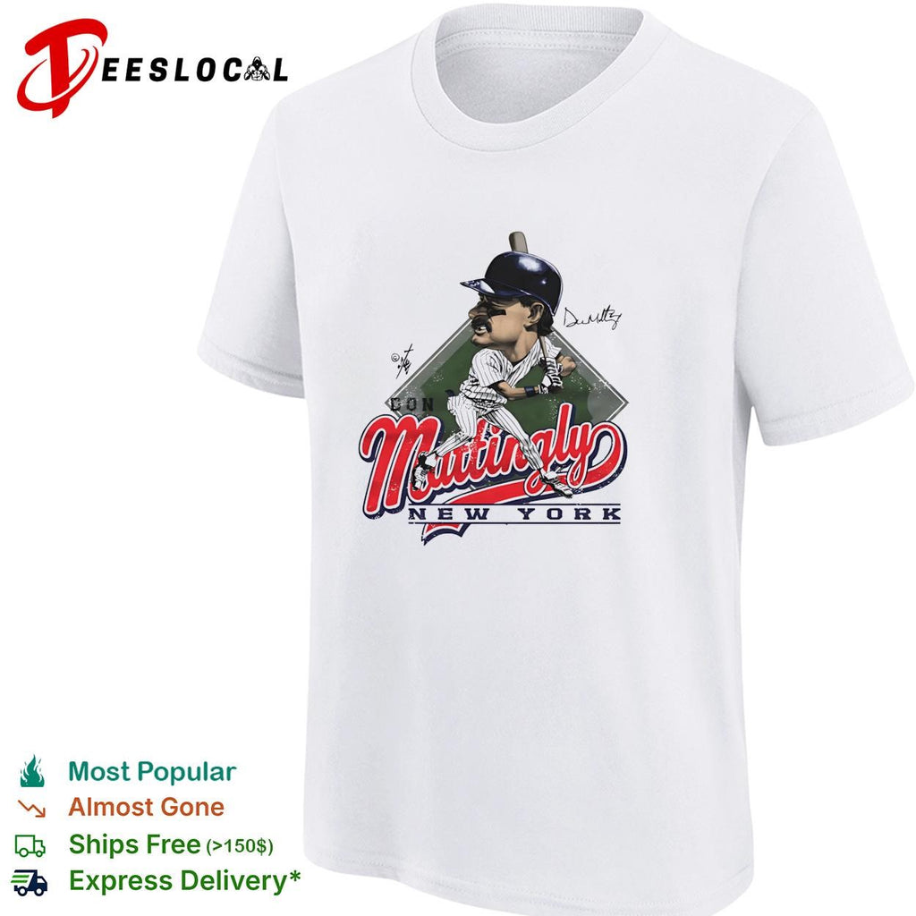 Don Mattingly New York Yankees script caricature vintage shirt