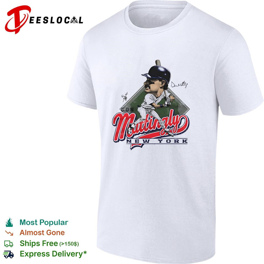 Don Mattingly New York Yankees script caricature vintage shirt