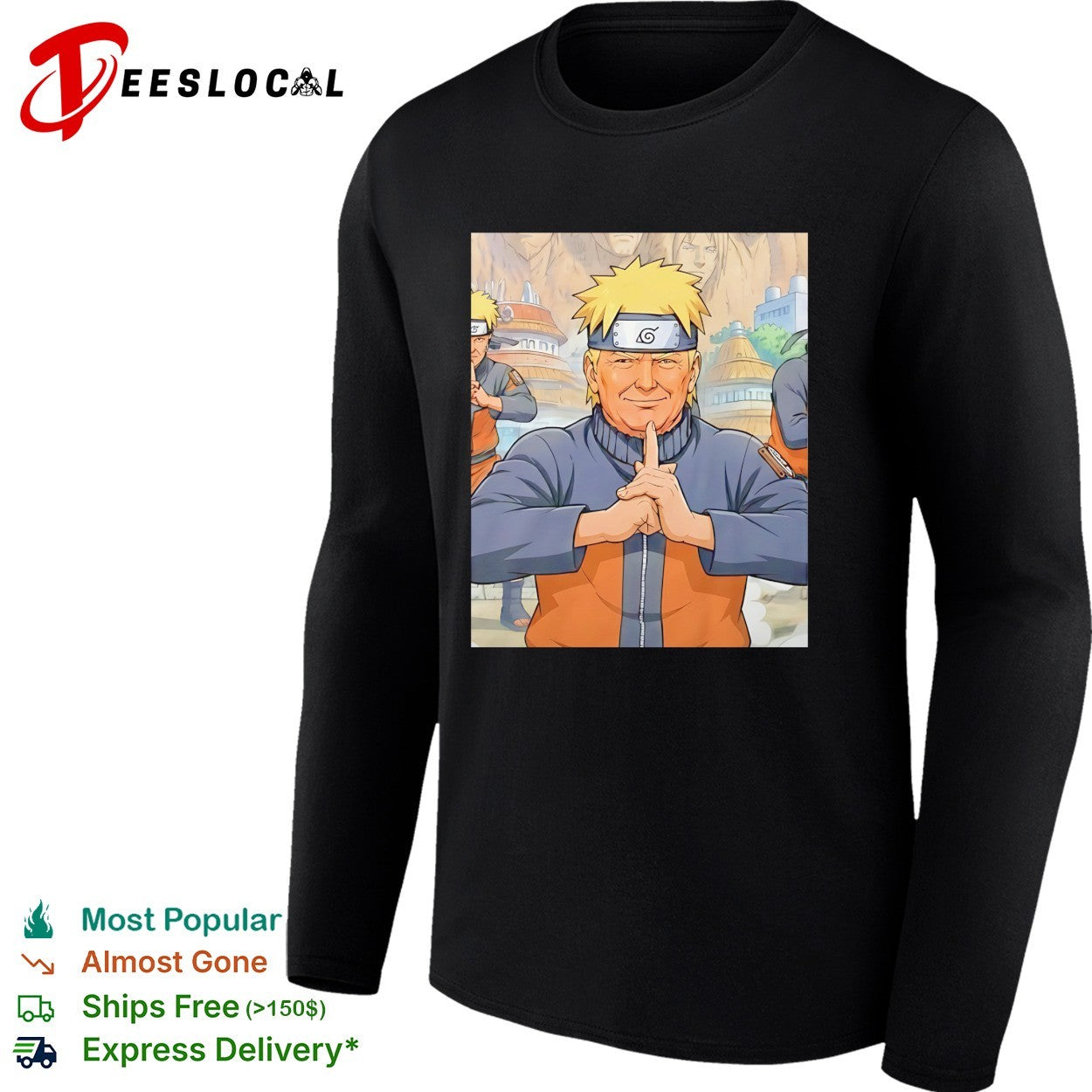 Donald Trump x Naruto Anime ninja meditation political parody poster shirt