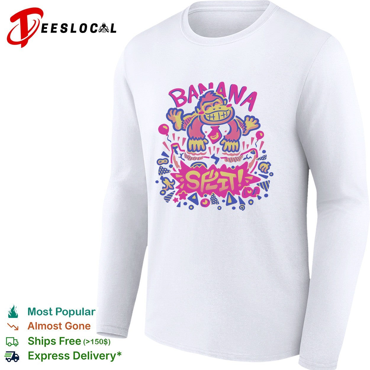 Donkey Kong Nintendo Banana Split Pop Culture Themed Retro Gaming Character shirt