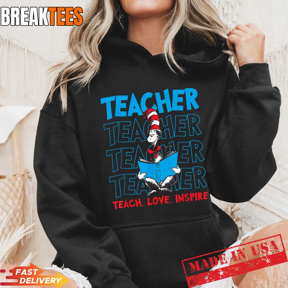Dr Seuss Merch Shop Cat in The Hat Teacher T-Shirt