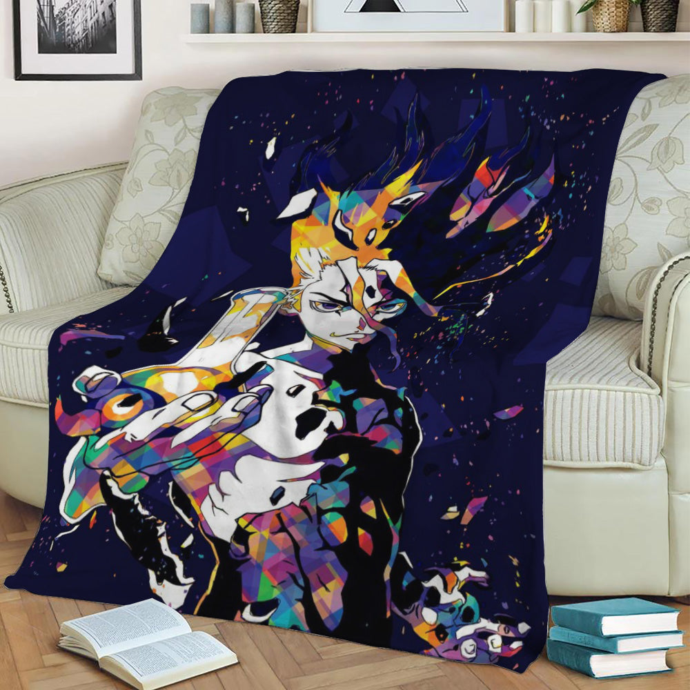 Dr Stone senku ishigami Fleece Throw Blanket