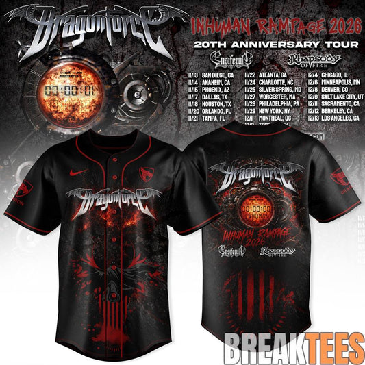 DragonForce Inhuman Rampage 20th Anniversary Baseball Jersey