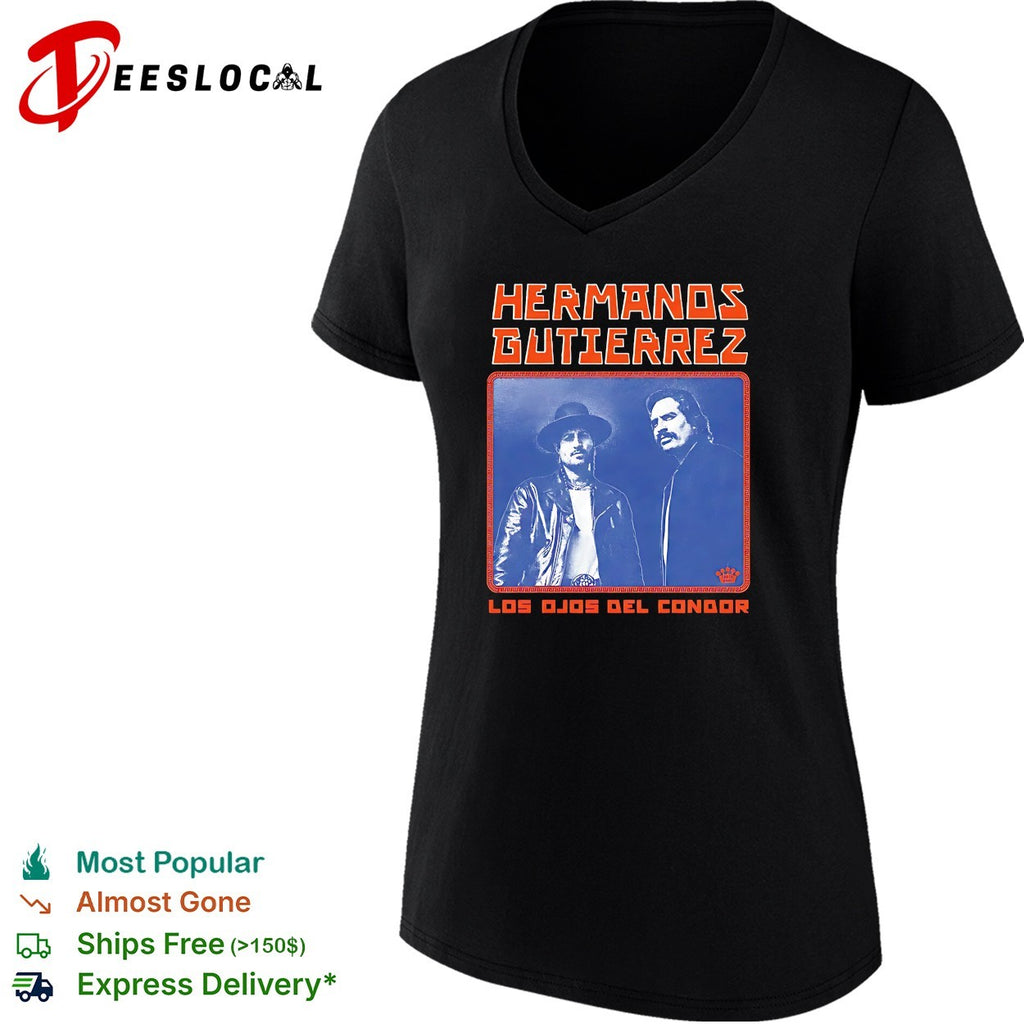 Duo musicians portrait Los Ojos Del Condor vintage navy blue shirt