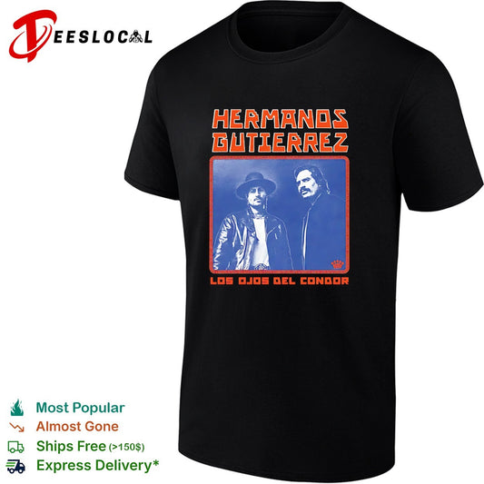 Duo musicians portrait Los Ojos Del Condor vintage navy blue shirt