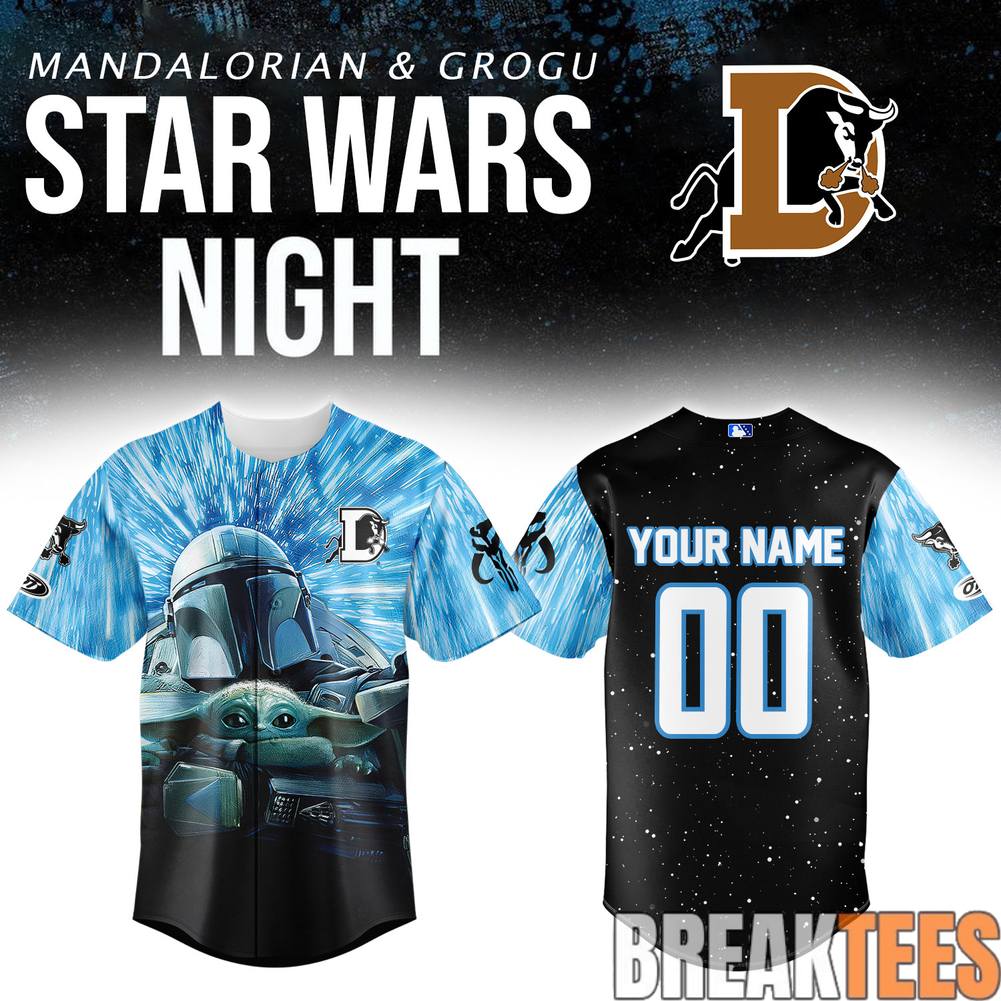 Durham Bulls x Star Wars Mandalorian & Grogu Custom Baseball Jersey