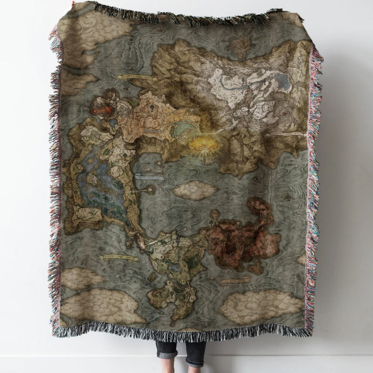 ELDEN RING map Woven Tapestry Throw Blanket with Fringe