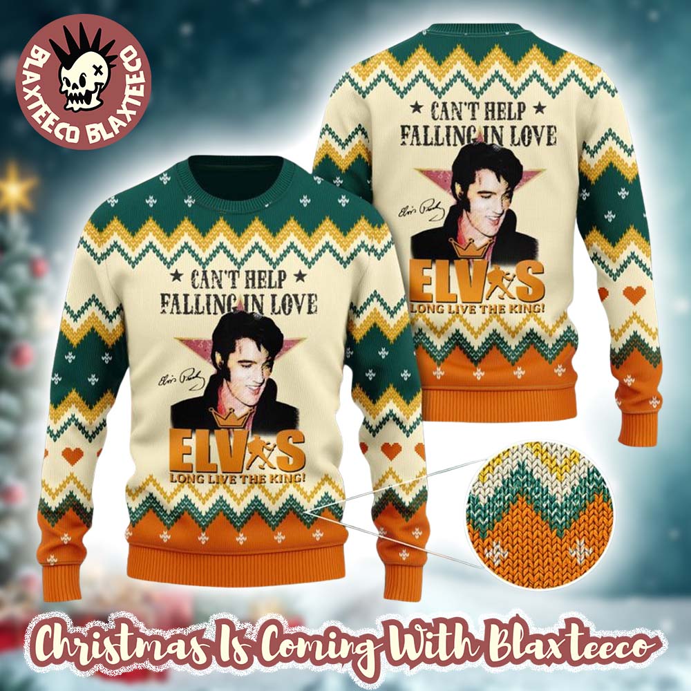 Elvis Presley Can’t Help Falling In Love Long Live The King Gift For Fans Ugly Christmas Sweater