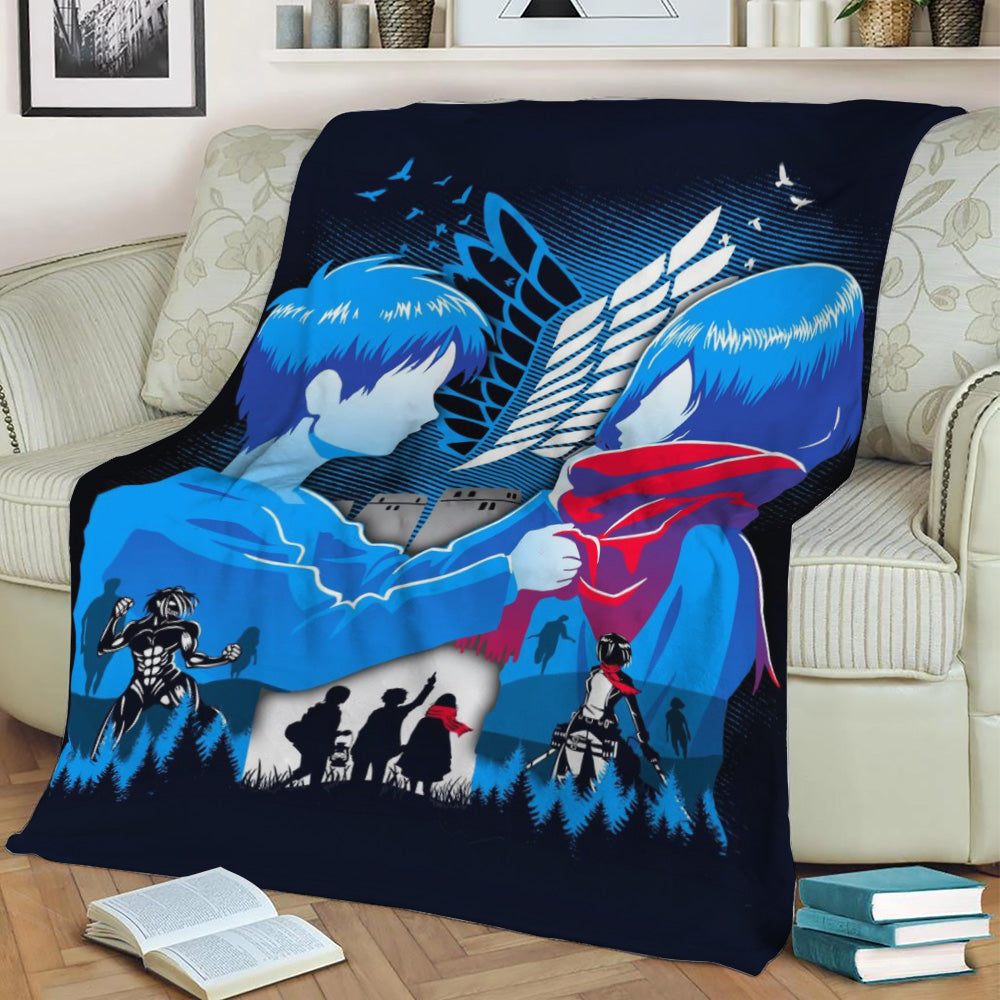 Eren Mikasa Bond AOT Fleece Throw Blanket
