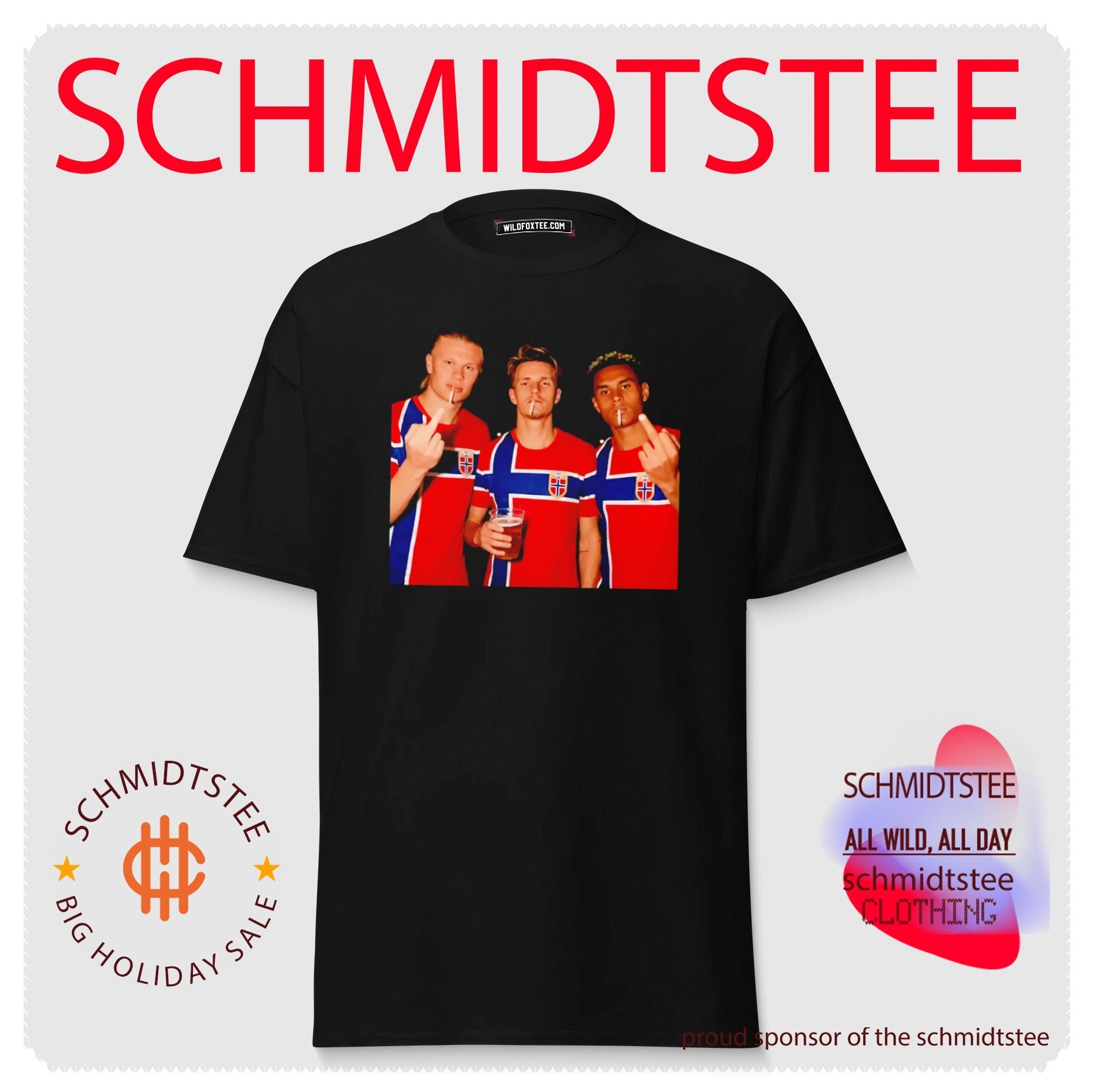 Erling Haaland Martin Odegaard and Alexander Sorloth Norway middle finger smoking shirt