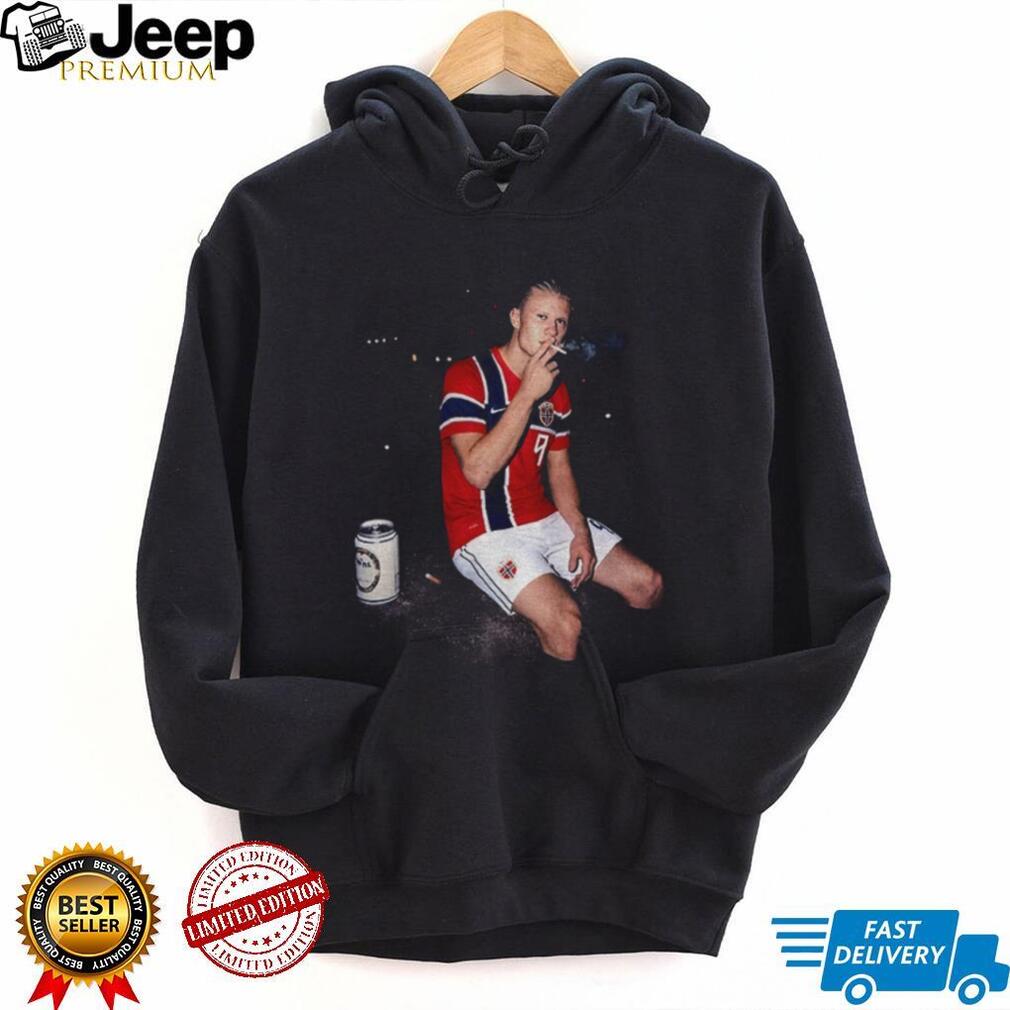 Erling Haaland Norway Football Player Smoking Photo Shirt