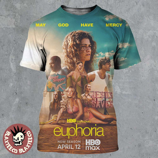 Euphoria Season 3 Official Poster Returns On April 12 2026 May God Have Mercy All Over Print Shirt