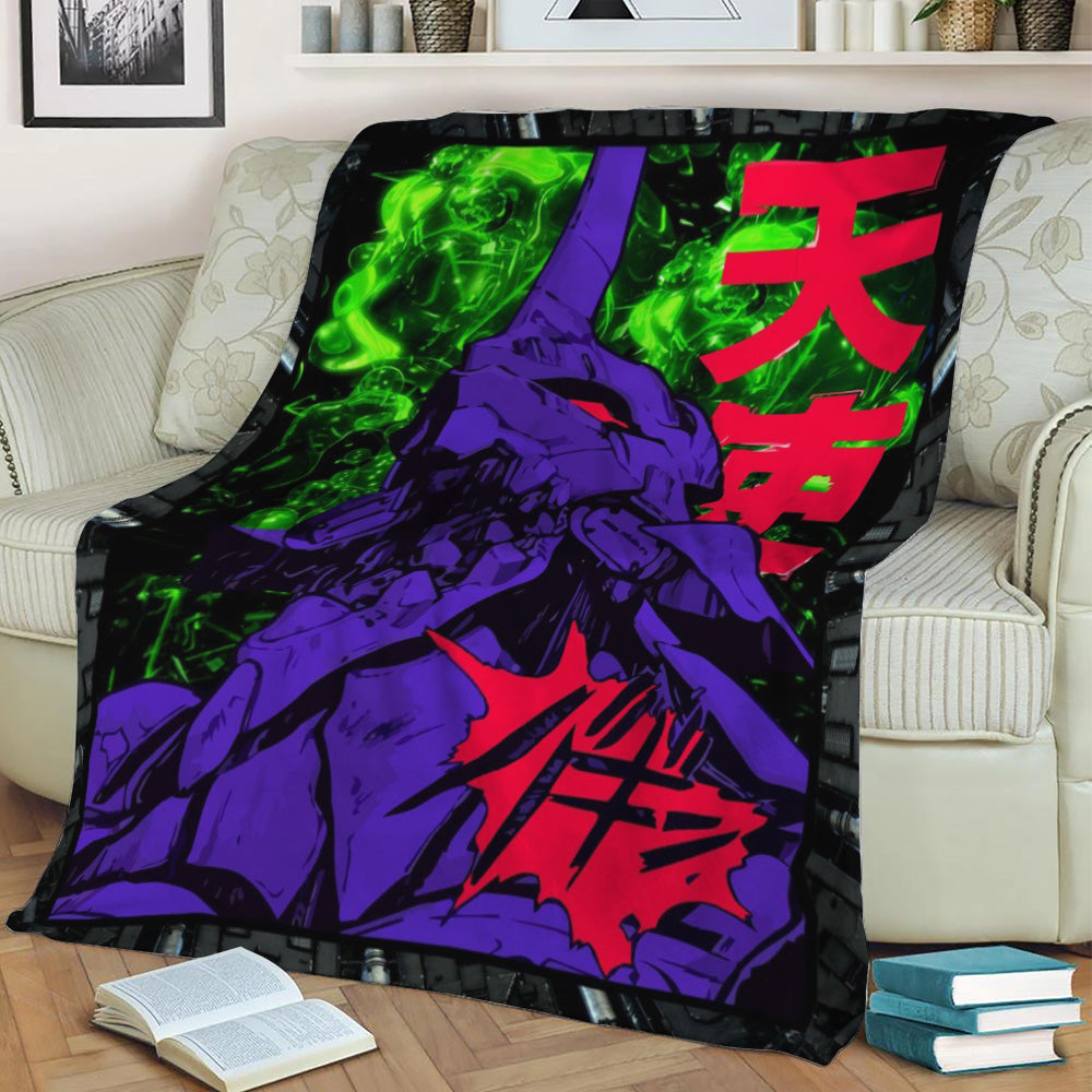 Evangelion Neon Eva mecha Fleece Throw Blanket