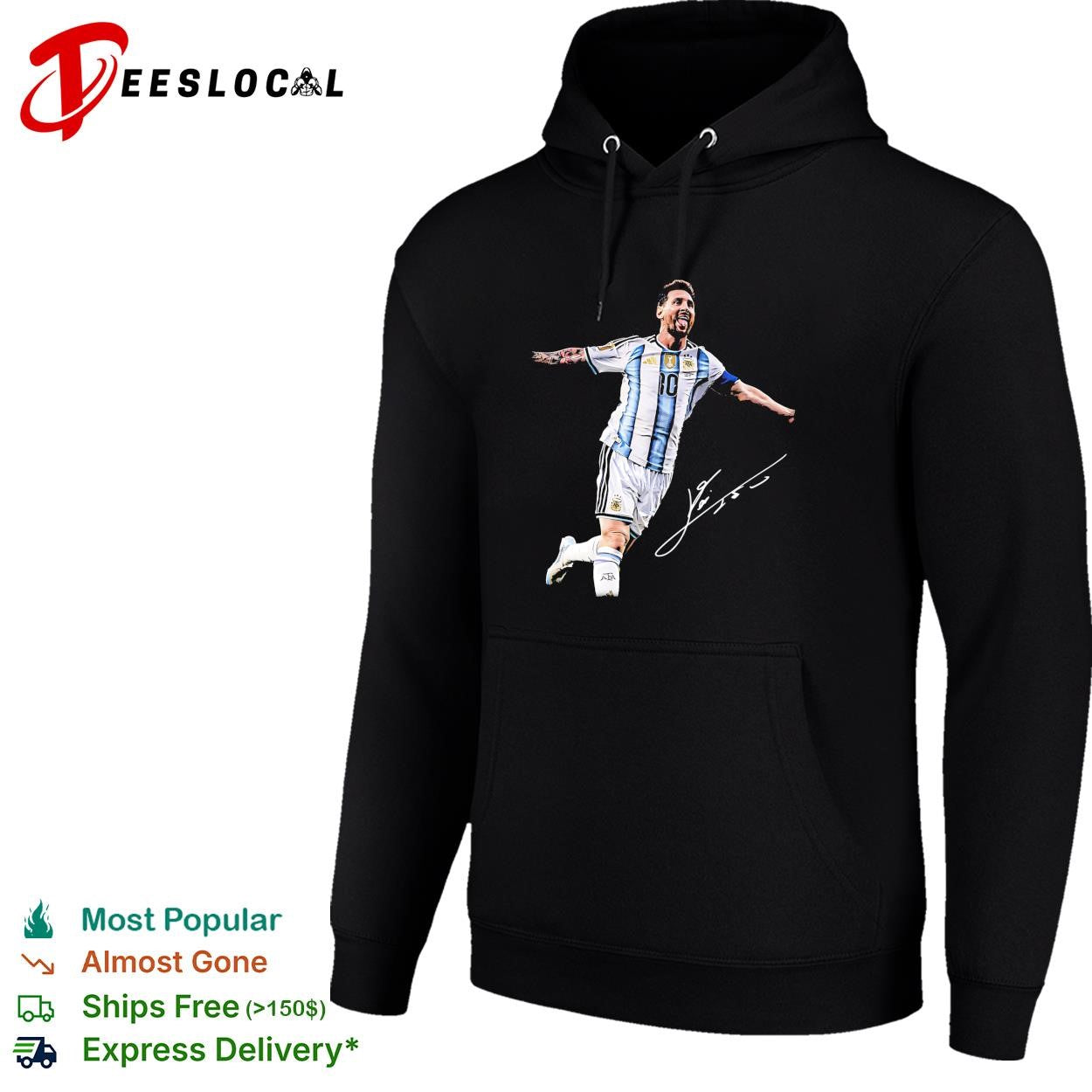 Lionel Messi Argentina number 10 screaming celebration signature poster shirt