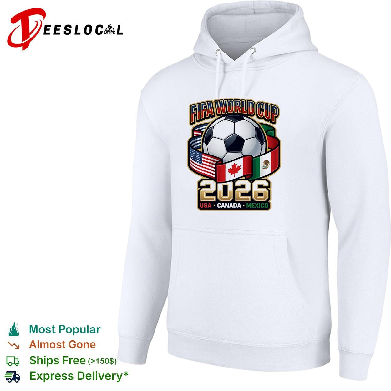 FIFA World Cup 2026 USA Canada Mexico soccer ball flags graphic shirt